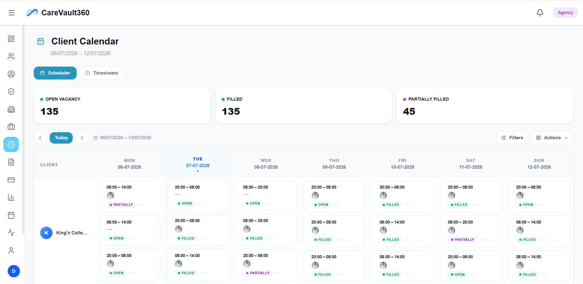 Shift Booking & Scheduler interface preview